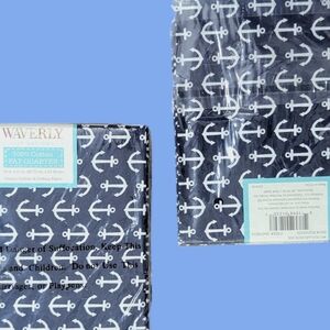 2 Packs of 4 Waverly FAT QUARTER 18" x 21" Navy Blue & White Anchor Ink Frabric